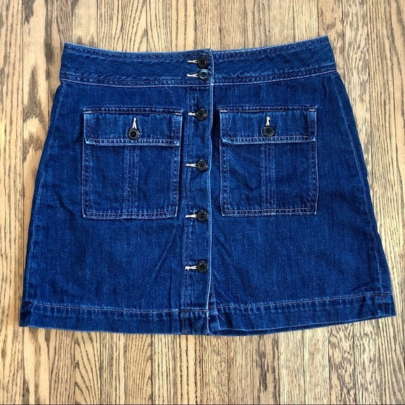 GAP Blue Button-Up Denim Jean Skirt w Front Pockets | 30​​ - Picture 2 of 6